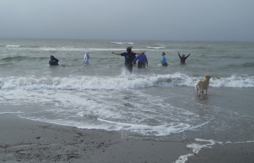 August 2012 the Wales school staff went for a Polar Bear Dip in the Bering Strait.  This was the agreed upon prize for the Wales students if they passed AYP.  I'm the crazy one in the middle with my arms spread wide.  It may have been August, but the water was COLD!